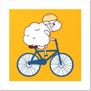 Cyclist Sheep Riding a Bike Posters and Art